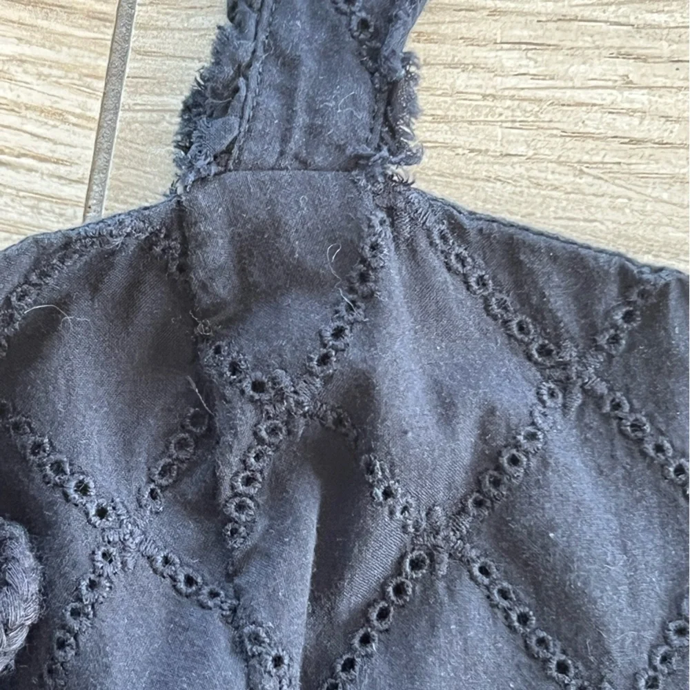 ✨HP✨FREE PEOPLE Make Me Up Lace Up Eyelet Thong Bodysuit Black S